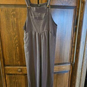 Gray Linen Wideleg Jumpsuit